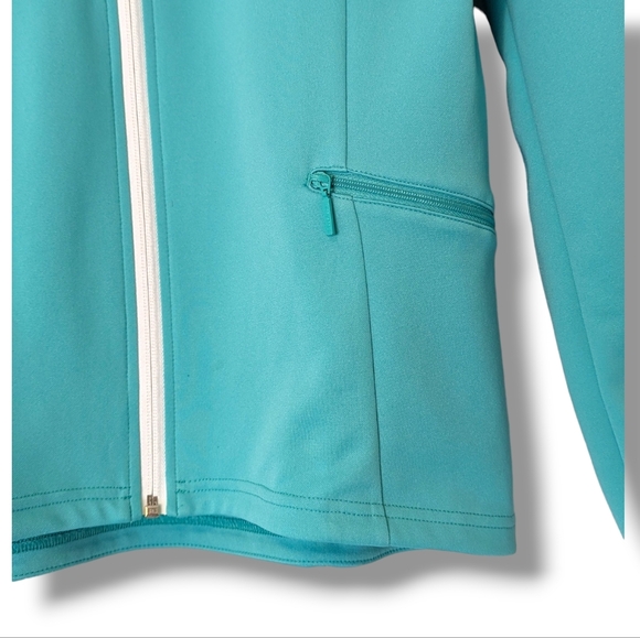 Le Coq Sportif Teal Green Full Zip Color Block Track Jacket: Women's Medium - Picture 8 of 10